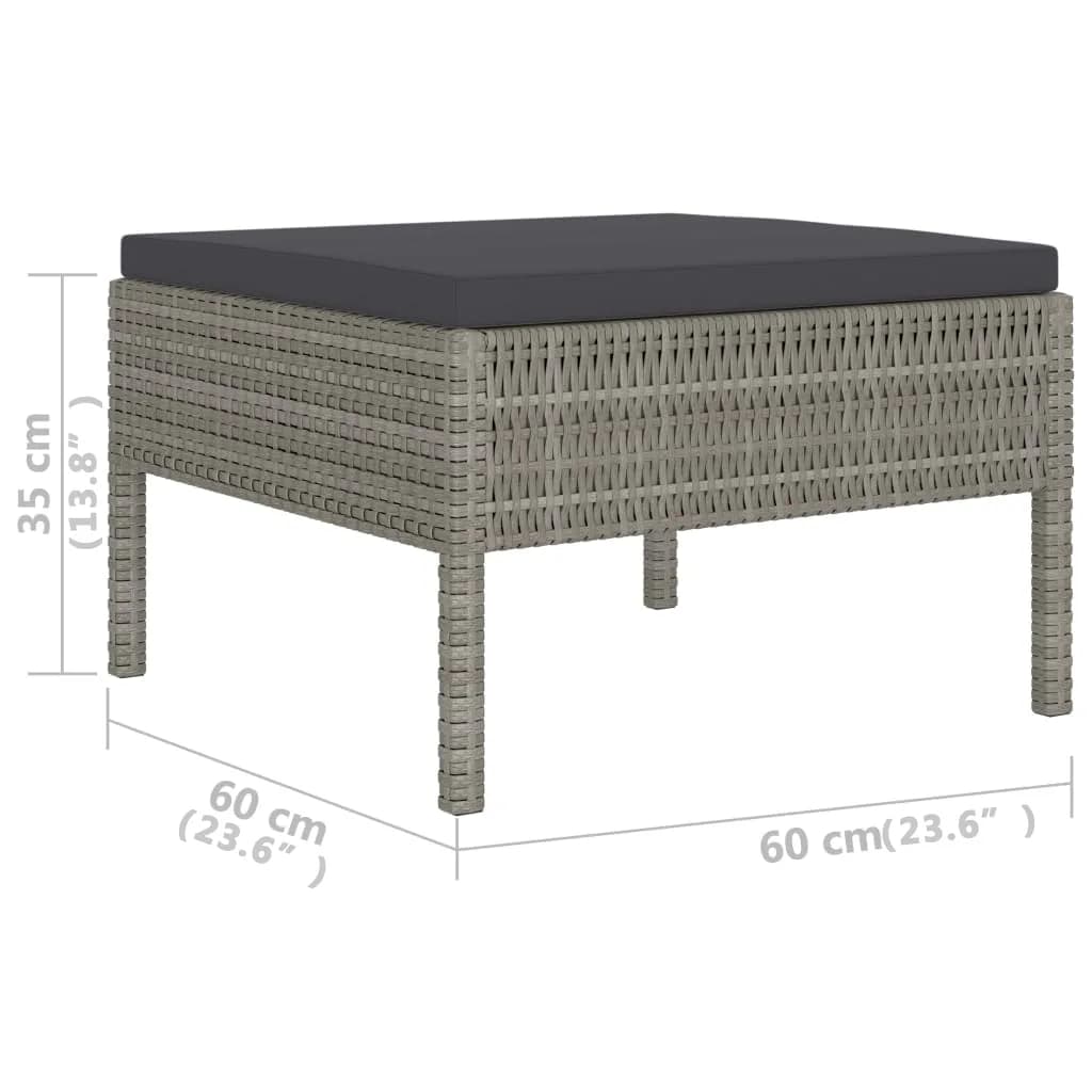 6-tlg. Garten-Lounge-Set mit Auflagen Poly Rattan Grau